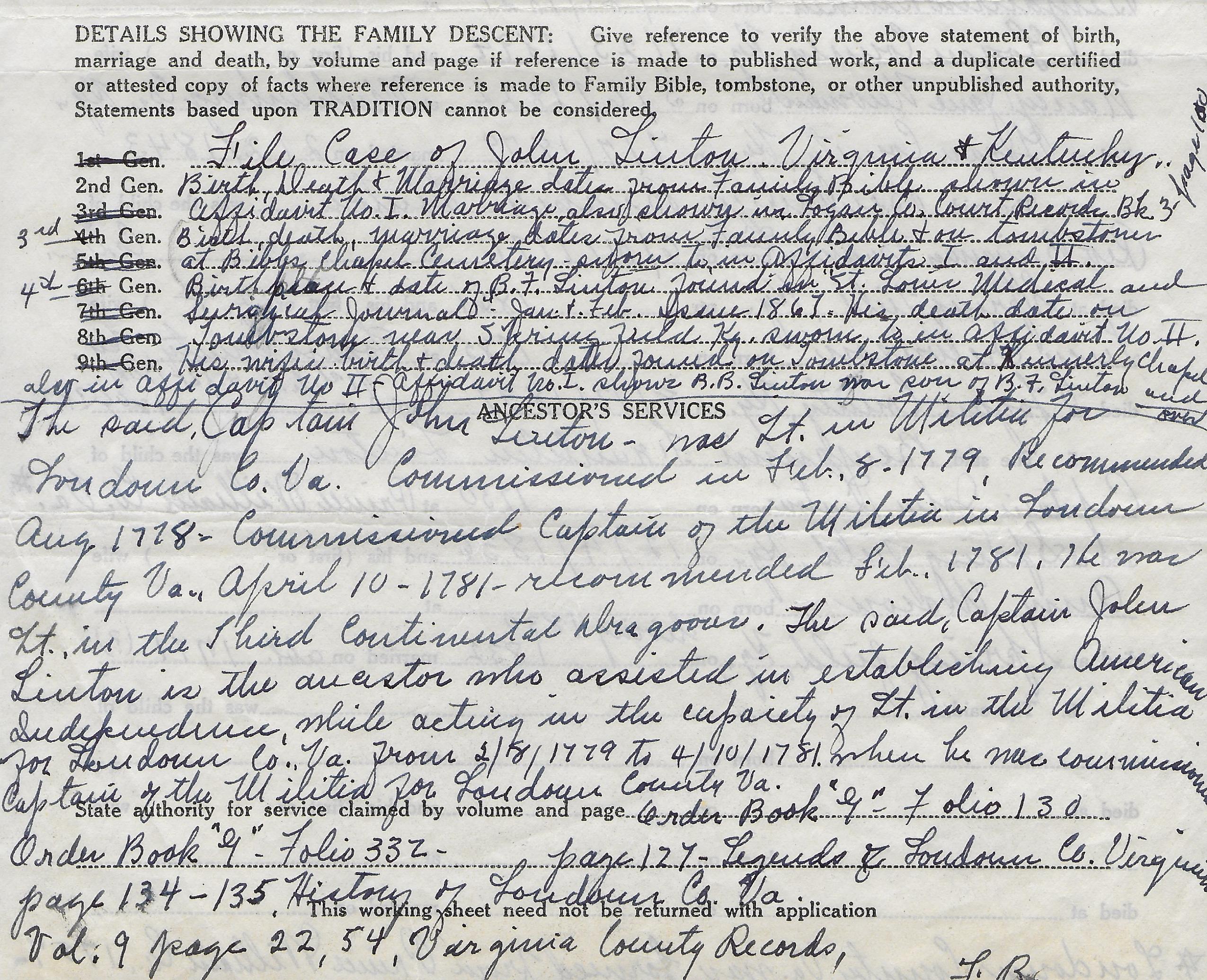 DAR Application Based On Captain John Linton – Kentucky Kindred Genealogy