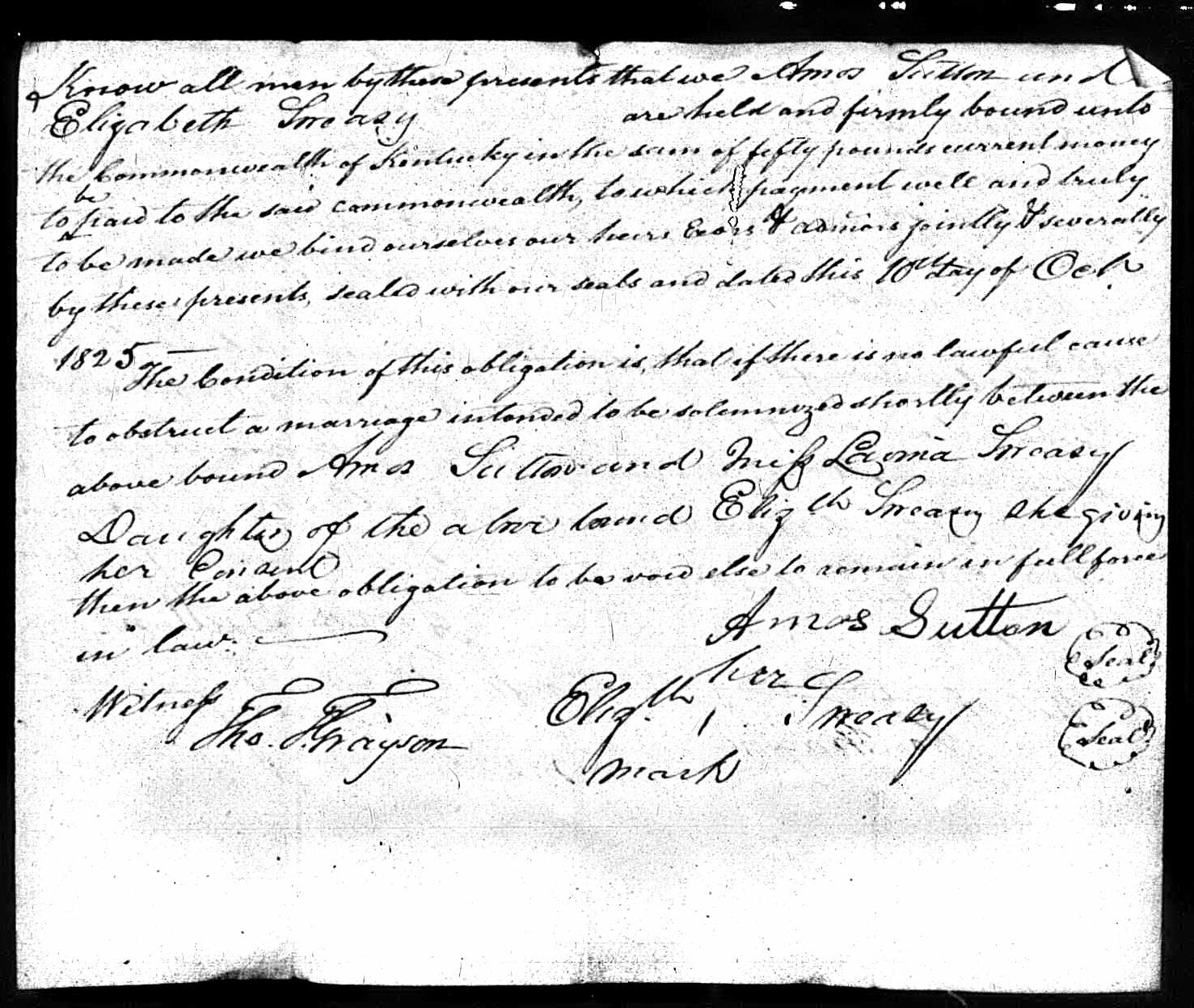 1825 Marriages by Spencer Clark Nelson County Kentucky Kindred